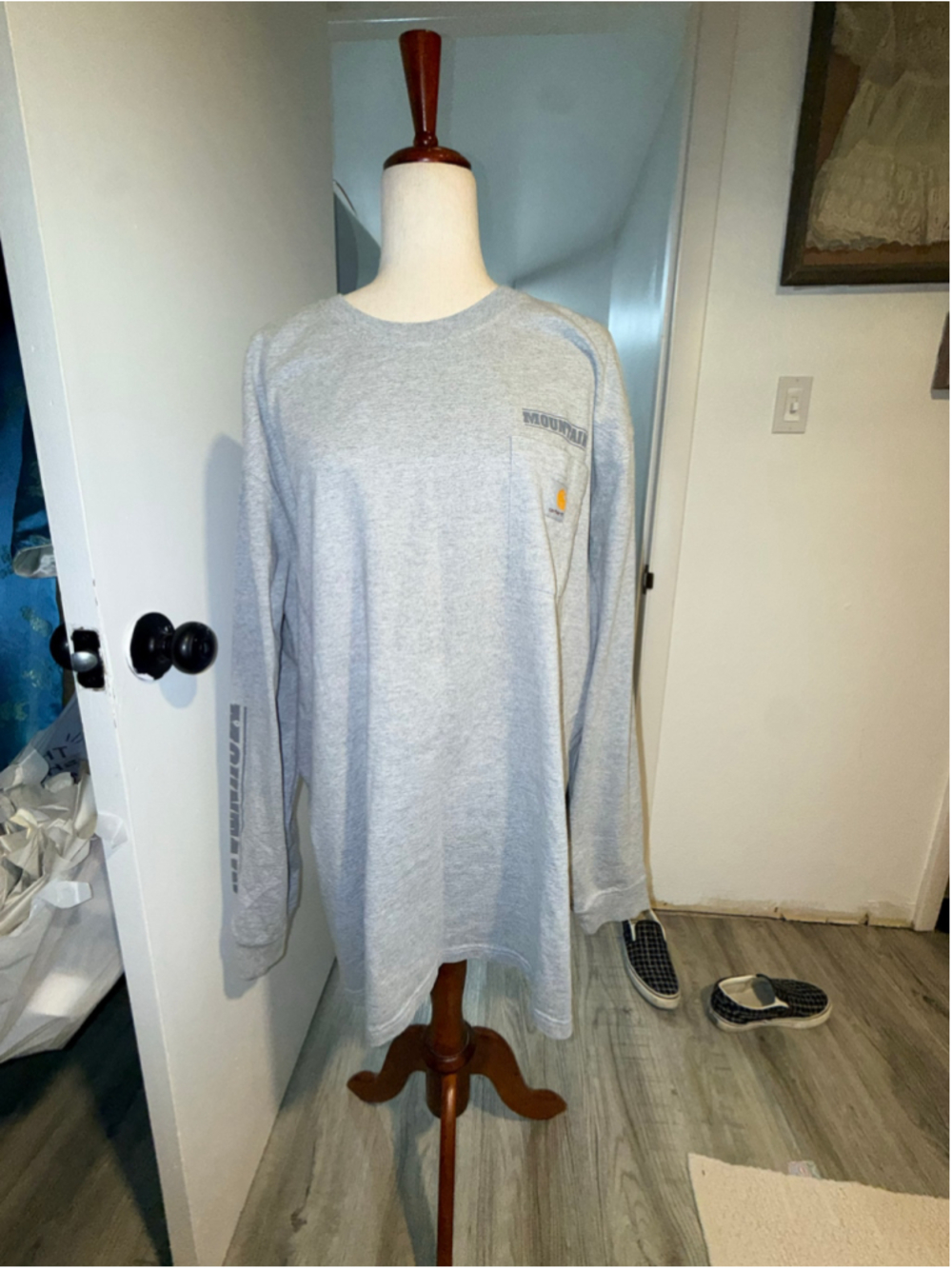 Men's Carhartt Long Sleeve Pocket Tee Shirt Grey XXL